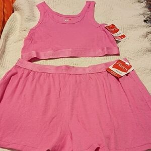 Hanes Vibrant Pink Lounge Set New